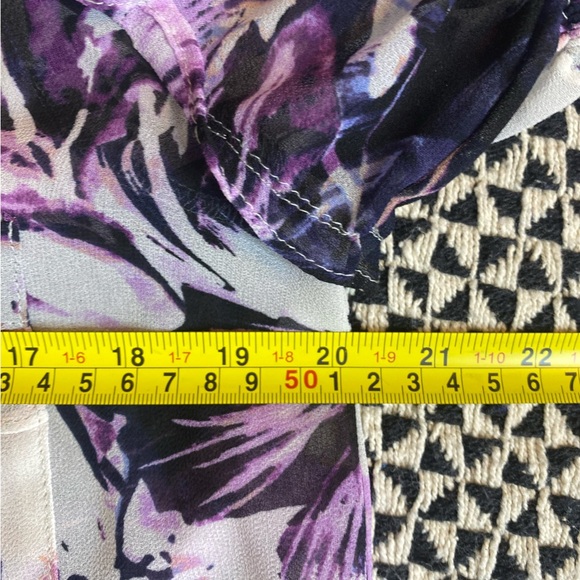 MISA Los Angeles Floral Purple Buttoned Down Collared Women's Top Blouse Medium - Picture 6 of 9